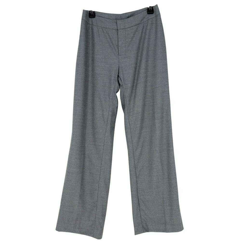 St John Dress Pants Womens 10 Gray Wool Blend Wide Leg Mid Rise Preppy Career